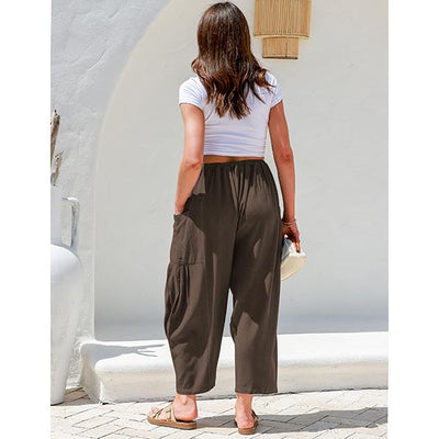 Womens Linen Wide Leg Pants